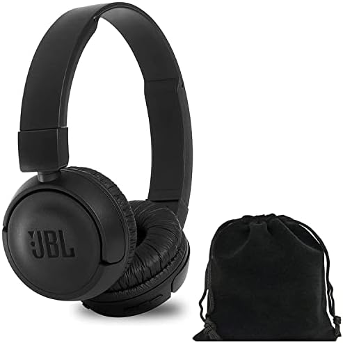 JBL T460BT - Безжичен Bluetooth-слушалки-втулки с повишен бас и 11-часово възпроизвеждане и микрофон - В комплект кадифе чанта за носене - (черен)