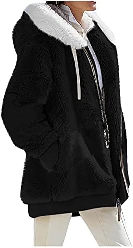 Класически Женски Пуловер с дълги ръкави и качулка за Зимните партита, Удобен Пуловер с цип с V-образно деколте, Мягчайший Монофонични Буйни