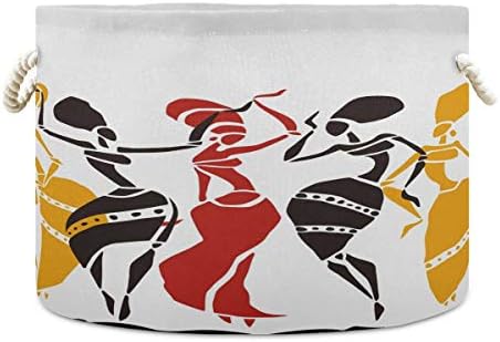 АЛАЗА Африканска Танцьорка Ацтекский Tribal Етнически Голяма Кошница за Дрехи с Дръжки за Одеяла, Чаршафи Детска Количка 20 x 20 x 14