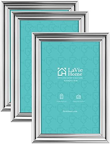Рамки за снимки LaVie Home 4x6 (5 опаковки, сребристи) Лесен фото рамка със стъкло с висока разделителна способност за