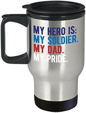 Горд Армейски Подарък на Сина ми И Дъщеря на Татко Войник, Герой, Военен Чаша 14 грама Кафе Пътна Чаша