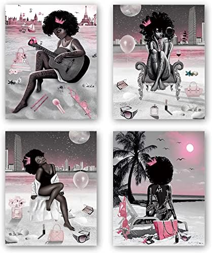 Стенен декор за баня с черна момиче, Афроамериканская Кралицата, Плакати с черна кралица, Модерно Стенно изкуство за