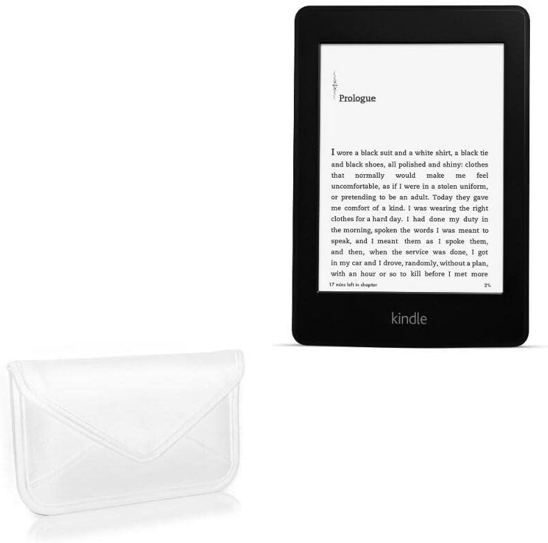 Калъф BoxWave за Kindle Paperwhite (2-ро поколение 2013) (калъф от BoxWave) - Луксозни Кожена чанта-месинджър, дизайн своята практика-плик от изкуствена кожа - цвят слонова кост, Бял