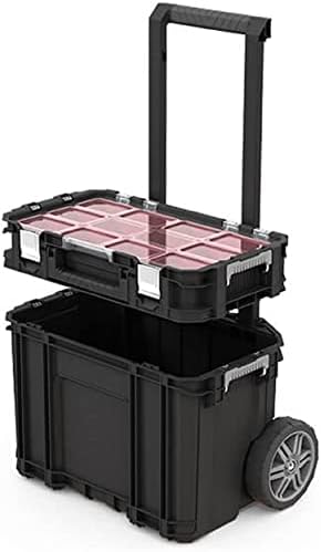 Пътуваща количка Hawk Keter и штабелируемая система кутии за инструменти и органайзер с удобна телескопична дръжка - Перфектната организация и кутия за съхранение на б