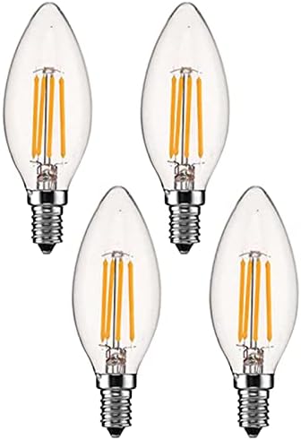 Крушки Xianfei E14 Led лампи с нажежаема Жичка форма на Свещи, 4 W 100ЛМ, Led лампа 2700 К, Вентилатор на Тавана, Лампата-Свещници Без регулиране на яркостта (4 опаковки)