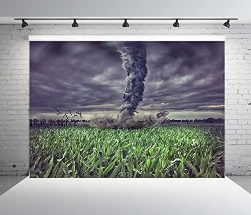 BELECO 10x6,5 фута Тъканни Зелени Фонове с Торнадо в Кукурузном полето за Снимане на земеделска земя, гръмотевична буря