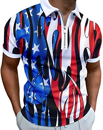 Мъжки Ризи Поло с Флага на САЩ, Патриотични Фланелки на 4 юли 2023, Летни Ежедневни Тениски Свободно Намаляване с Къси