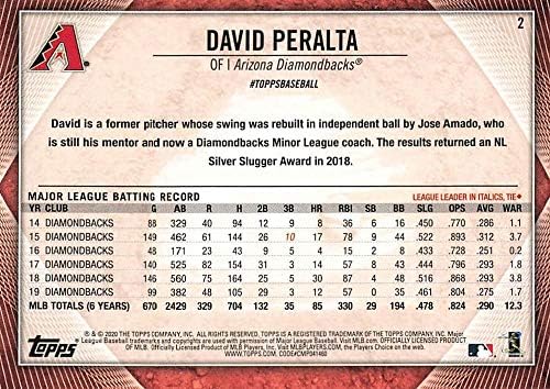 Национален ден на бейзболни картички Topps 2020 #2 Бейзболна картичка Дейвид Перальты Arizona Diamondbacks NM-MT