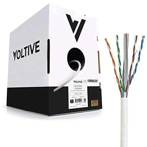 Voltive Cat6 Екраниран стойка (CMR), 500 метра, на Бял Плътен Меден Оптичен кабел Ethernet - FTP - 400 Mhz - Сертифициран