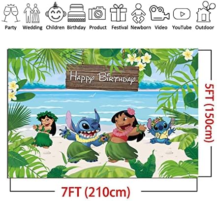 Карикатура честит Рожден Ден Снимка на Фона на Тропически Luau Летен Плаж на Океана Фотофоны за Детски Рожден Ден Лятото