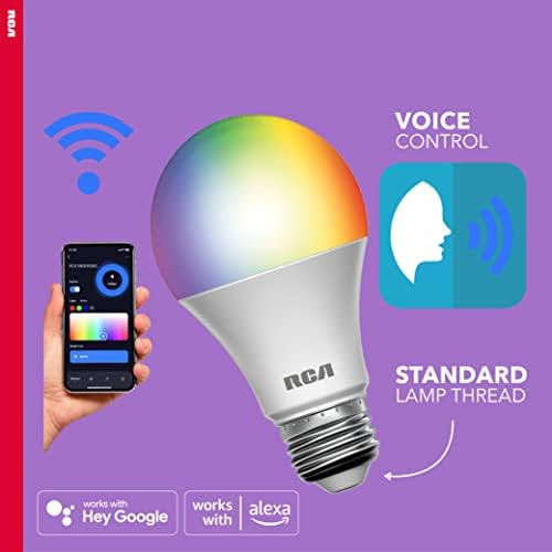 Интелигентни електрически Крушки RCA, 6-PK | WiFi Led Светлина |Крушка с промяна на цвета | Многоцветен с регулируема