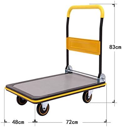 GUANGMING - Сгъваема количка-тласкач, Тиха ръчна количка на платформата с противоударной лента, Подвижна количка за комерсиална и домашна употреба (жълто), 72 × 48 см (разм?
