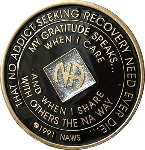 10-годишният черно-сребърен медальон NA с пайети, официален чип анонимни наркомани