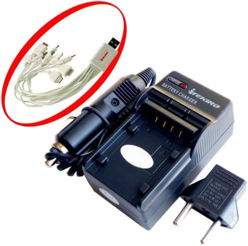 iTEKIRO AC Стенно Зарядно за Кола dc Комплект за Sanyo Xacti VPC-TH1EX VPC-TH1EX-B VPC-TH1EXBL VPC-TH1EXBL-B VPC-TH1EXR VPC-TH1EXR-B + USB кабел за зареждане iTEKIRO 10 в 1