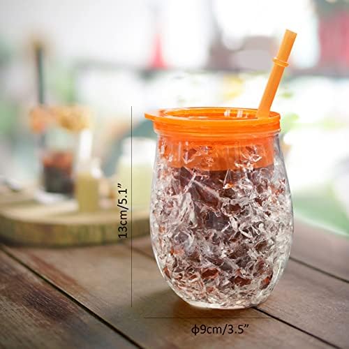 Комплект от 4 чаши за лед EASICOZI Сладко Shape Frosty Freezer с прозрачна соломинкой обем 11,8 унция (червена, зелена, синя и оранжева) (Овални)