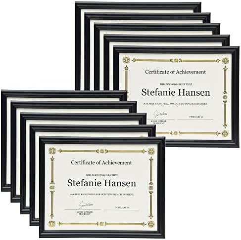 Рамка за документи St.James, Рамка за диплома, Рамка за снимки със сертификат, Стенен или настолен дисплей, Хоризонтално или вертикално, Черно Формоване, 8,5x11 инча (10)