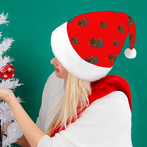 Сладки турски забавни коледна шапка, шапки на Дядо Коледа, къси плюшени с бели ръкавели за коледно парти, аксесоари за