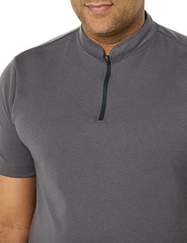Мъжка риза Performance Soft Tech от Essentials с къс ръкав и цип на една четвърт от мълния