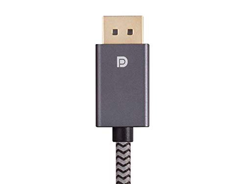 Кабел Monoprice DisplayPort 1.4 EasyPlug с найлон оплеткой - 6 фута - Сив | Скорост на пренос на данни до 32,4 Gbit/s, 8 До @ 60 Hz, DPCP, HDCP, 3D-видео, HBR3, DSC 1.2