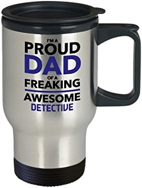 Кафеена чаша Detective Travel - Горд татко най-страхотните детектив - Подарък за Деня на бащите за татко -Чаша от неръждаема
