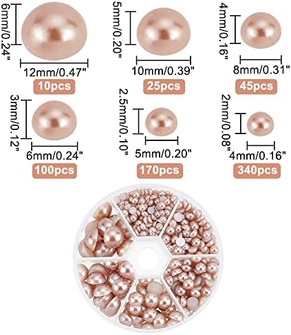 PH PandaHall 690 бр. 6 Размери С Плоска задната част, с полукръгла Перла Кабошон с Диаметър от 4 мм и 5 мм, 6 мм, 8 мм,