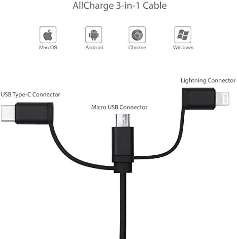 Кабел BoxWave е Съвместим с таблетен YosaToo Android за деца Y101 (10 инча) - Кабел AllCharge 3-в-1 за таблет YosaToo