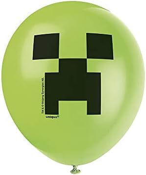 Уникални Латексови балони за партита Minecraft -12 | Зелени | 8 бр, 12 инча, различни цветове