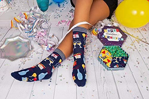 Преливащи се цветове Чорапи - Мъжки И Женски Забавни Чорапи честит Рожден Ден В кутия за Подарък - 3 Чифта