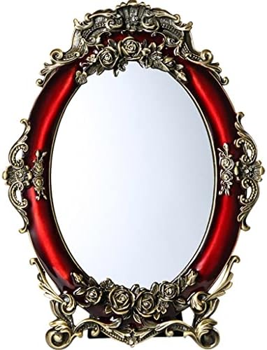 ZLXDP 7-Инчов Ретро Огледало, Огледало За Грим Тенис на Маса Десктоп Огледало за Спалня От Една Страна Тоалетка и Огледало