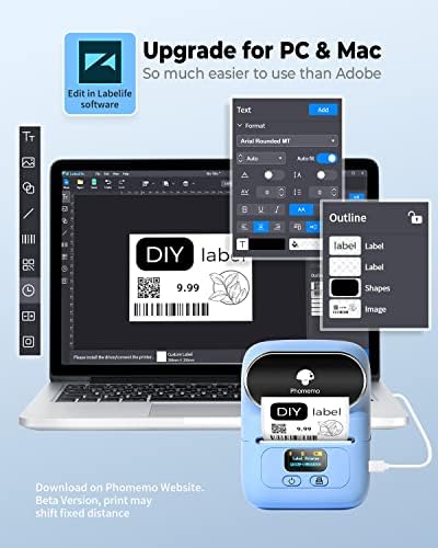 Принтер за етикети Phomemo - Принтер на баркод M110, Обновен Bluetooth Преносим Термопринтер за производството на етикети за продукти, адреси, на Малкия бизнес, офис, дом за те
