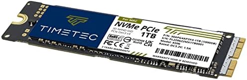 Timetec 1 ТЕРАБАЙТ (1000 GB) твърд диск за MAC NVMe PCIe Gen3x4 3D NAND TLC, Със скорост на четене до 2200 Mbps, Съвместим
