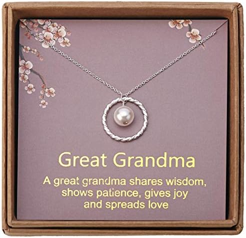 Подарък за баби и дядовци - Вечността Пръстен от Сребро с Перли, Колие Баба - Рожден Ден на Баба, Коледа, най-Добрите