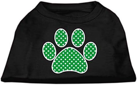 Тениска с Трафаретным Принтом Mirage Pet Products Green Dot и Swiss Лапа, Среден, Бял