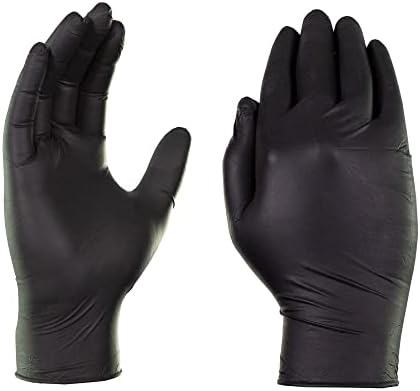 Промишлени ръкавици GLOVEWORKS черни еднократна нитриловые, 5 на Хиляда, Без латекс и прах, безопасни за хранителни продукти,