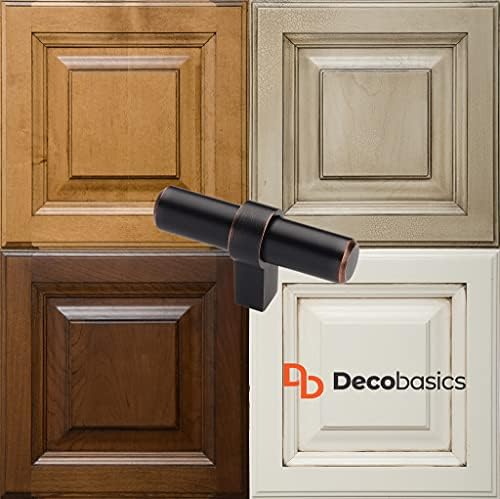 Дръжки за шкафове и чекмеджета DecoBasics за кухня, баня, душ, шкафа (10 бр) - Обков за врати дръжки от неръждаема стомана в европейския Т-метафорично стил - Централна дупка
