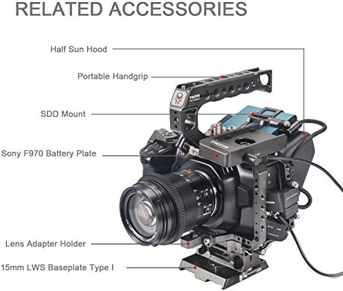 Наклонен пълен размер рамка камера за BMPCC 4K /6K (Tilta Gray) с точки на закрепване на перката башмака | TA-T01-FCC-G
