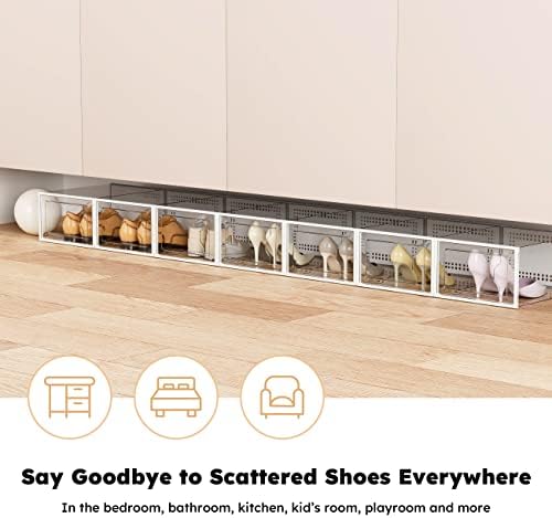 ENSNG Големи Кутии За съхранение на обувки в 12 Опаковки, Органайзер за обувки в Гардероба, купищата От Прозрачна Пластмаса, Штабелируемые, Контейнери За Маратонки