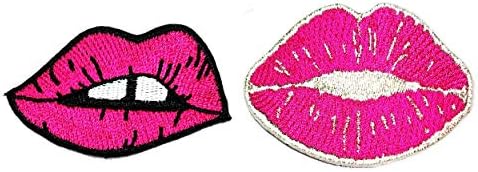 Умама Кръпка Комплект от 2 Устни Апликация за Червило Кръпка за Устни Розов Женски Целувка Горещи Сексуални Бродирани