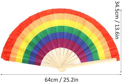 Сгъваем Вентилатор, Колоритен Фен Rainbow Pride Кунг-фу Бамбук в Естествени Цветове Сгъваеми Преносими Вентилатори с