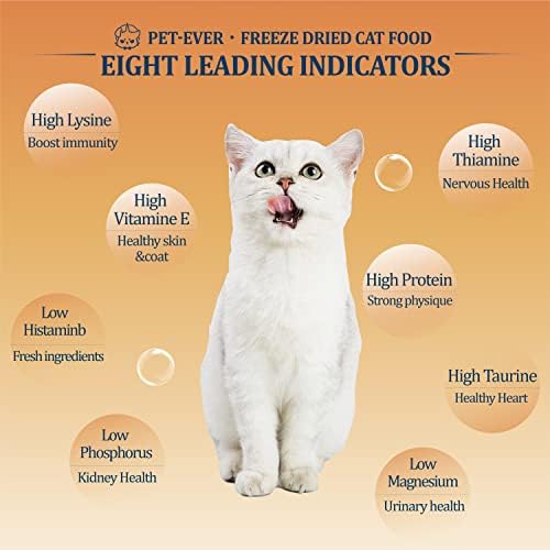 Лиофилизация Сурова Храна за котки PET-EVER Диета от Сурово Месо, 60% Богат на Протеини, 20% Мазнини Суха Храна За котки, Беззерновой, по рецепта на птици, Опаковка от 3 броя
