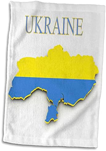 Триизмерно изображение на Картата на Украйна В цветовете на Знамето с Името на страната - Кърпи (twl-243815-1)