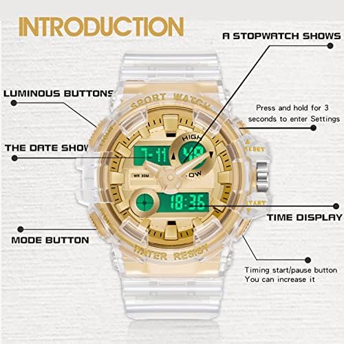 findtime Мъжки дигитален Часовник Reloj ал Hombre LED с Голям Циферблат, Спортни Часовници на Открито, Хронометър, Аларма,