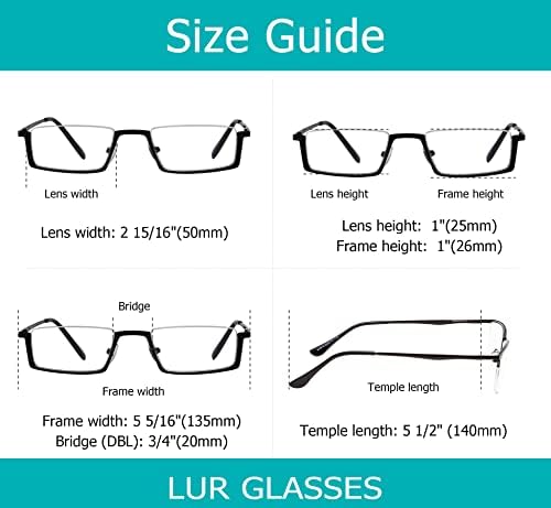 LUR 3 опаковки на метални очила за четене в полуободке + 3 опаковки очила за четене без полуободки (само 7 двойки ридеров