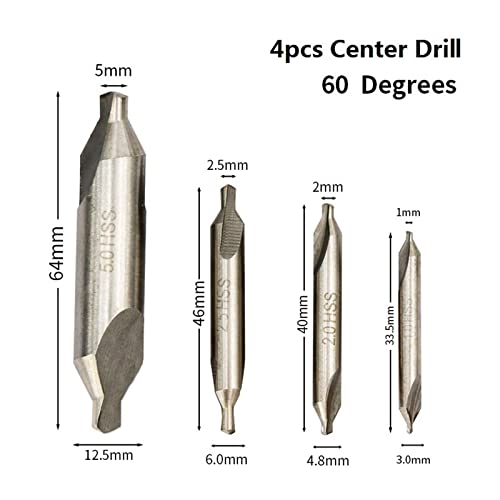 Комбинираната тренировки по 60 градуса Зенковки Комплект ъглови бита 1,0 мм, 1,5 мм, 2,0 мм и 2,5 mm 3,5 mm 5 mm Тренировка по метал 1 комплект (Цвят: 4шт 1,0-5,0 мм)