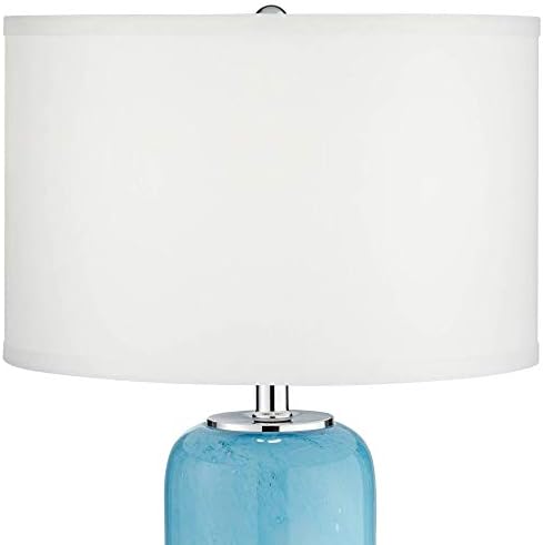 360 Осветление Nimbus Модерна Акцентная Настолна Лампа с Височина 22 инча с Led Ночником, Синя Художествена Стъклена