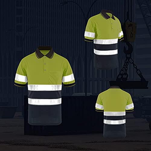 ZUJA Safety Hi Vis, Поло Ризи с Къс ръкав за Мъже Строителна Защитно работно облекло