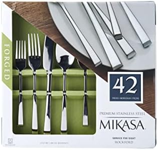 Комплект прибори за хранене Mikasa Rockford от тежка кована неръждаема стомана 18,0, 42 предмет, маса за 8 човека