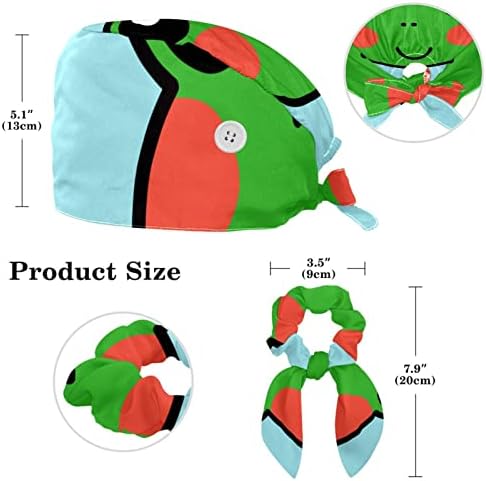 Работна Шапка с Тропически Цветя, Регулируем Шапчица-Търкане с бутони и лък, Ластикът за коса за медицински сестри и Лекар