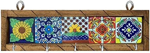 Дизайн мексиканска Фиеста - Ключодържател Talavera с разноцветни плочки и метални куки - 5 различни мексикански стилове