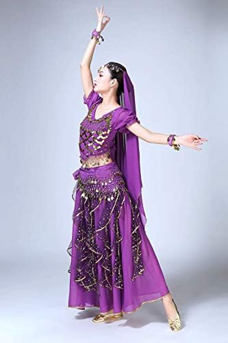 Женствена Рокля За Танци ORIDO, Индийски Болливудский Костюм за Хелоуин, Шифоновые Поли, Лъскави Костюми За Танц на Корема,